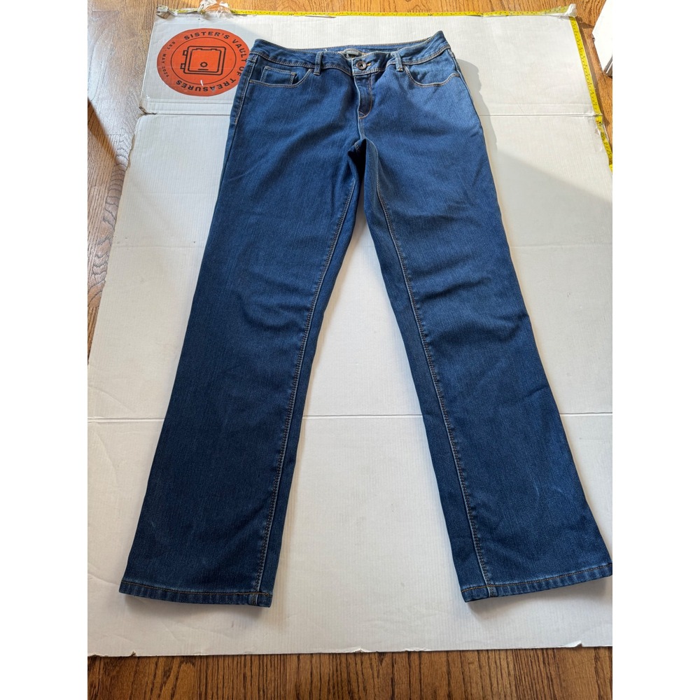 Natural Reflections Womens Fleece Lined Straight Leg Jeans Blue Plaid Size 10